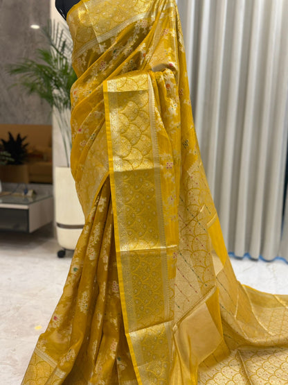 Golden Mango Banarasi Silk Saree