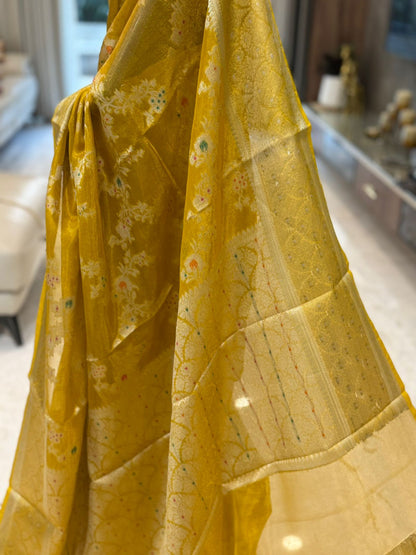Golden Mango Banarasi Silk Saree