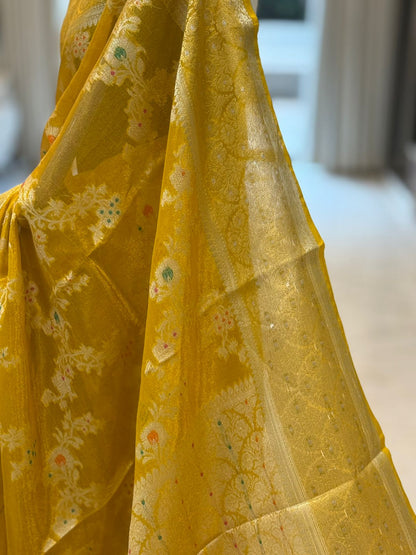 Golden Mango Banarasi Silk Saree