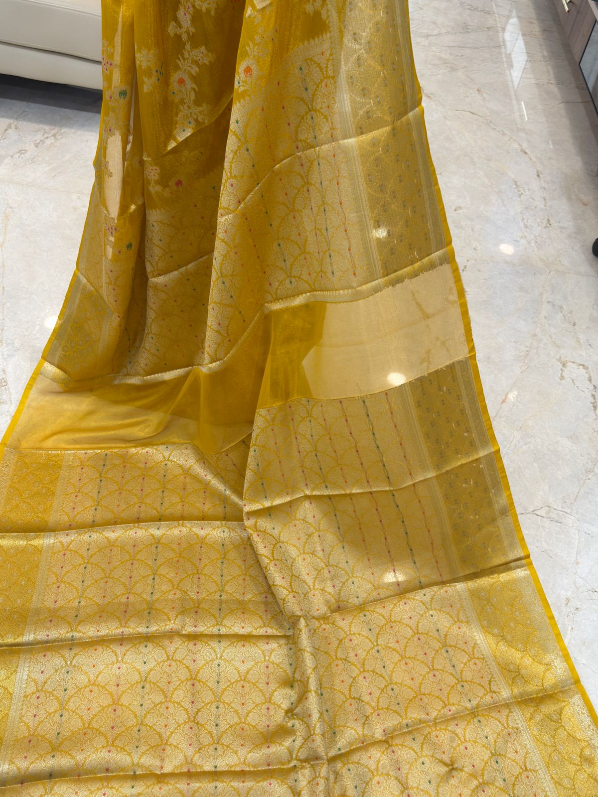 Golden Mango Banarasi Silk Saree