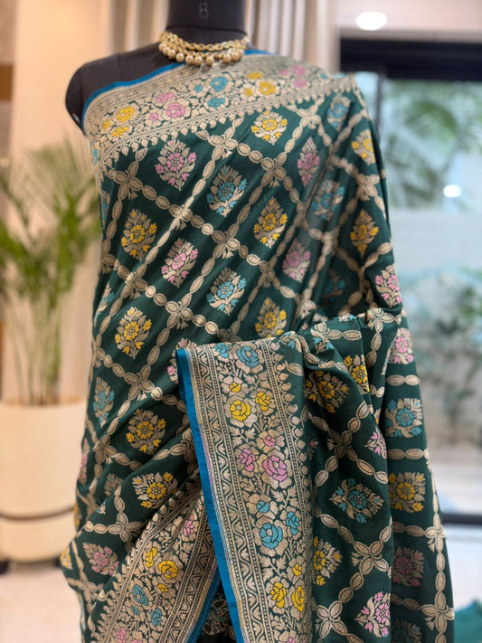 Green Katan Silk Banarasi Saree