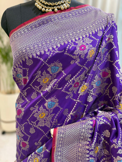Purple Katan Silk Banarasi Saree
