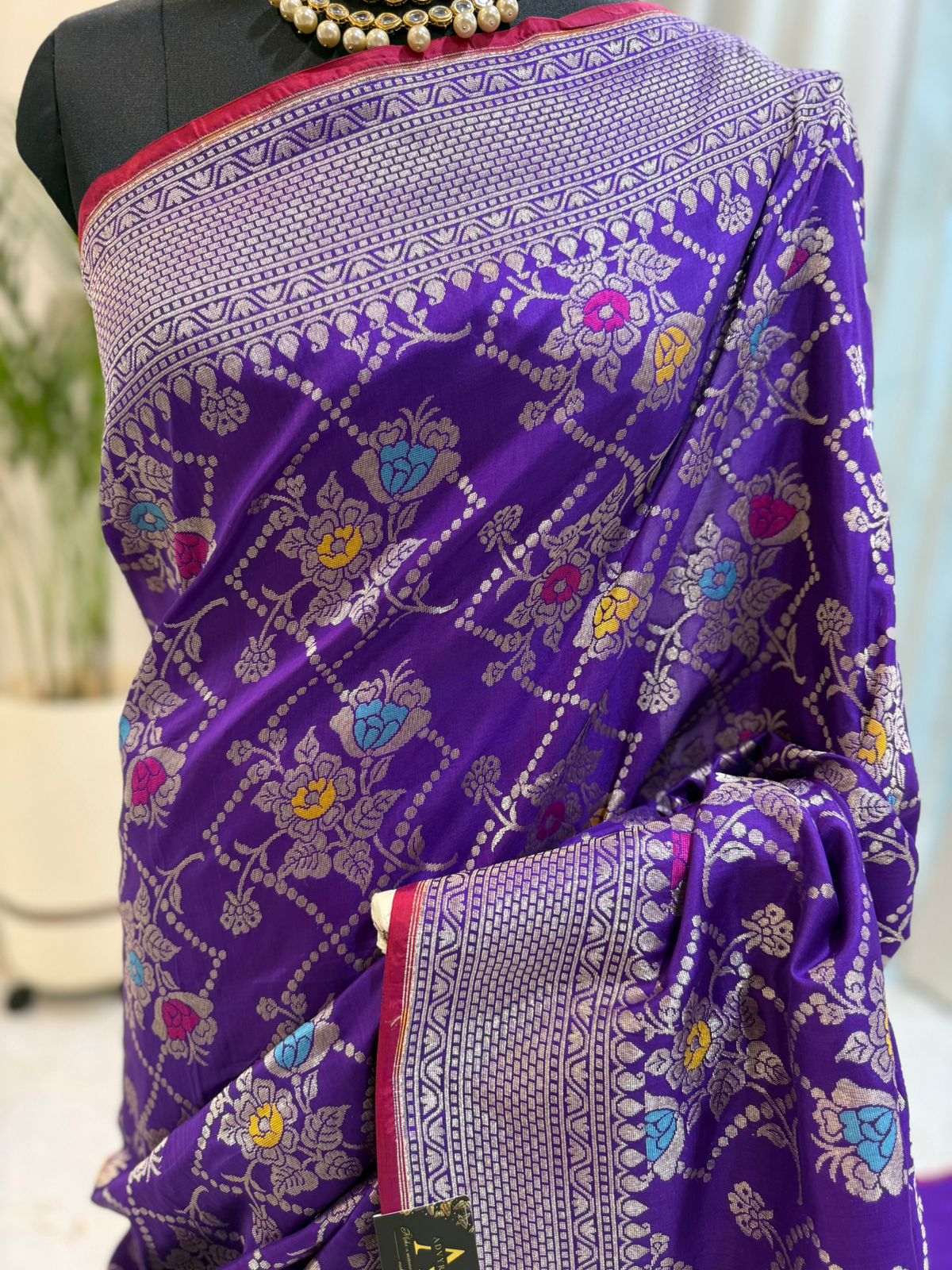 Purple Katan Silk Banarasi Saree