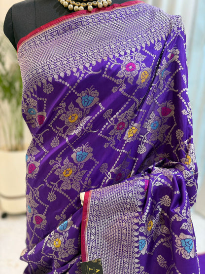 Purple Katan Silk Banarasi Saree