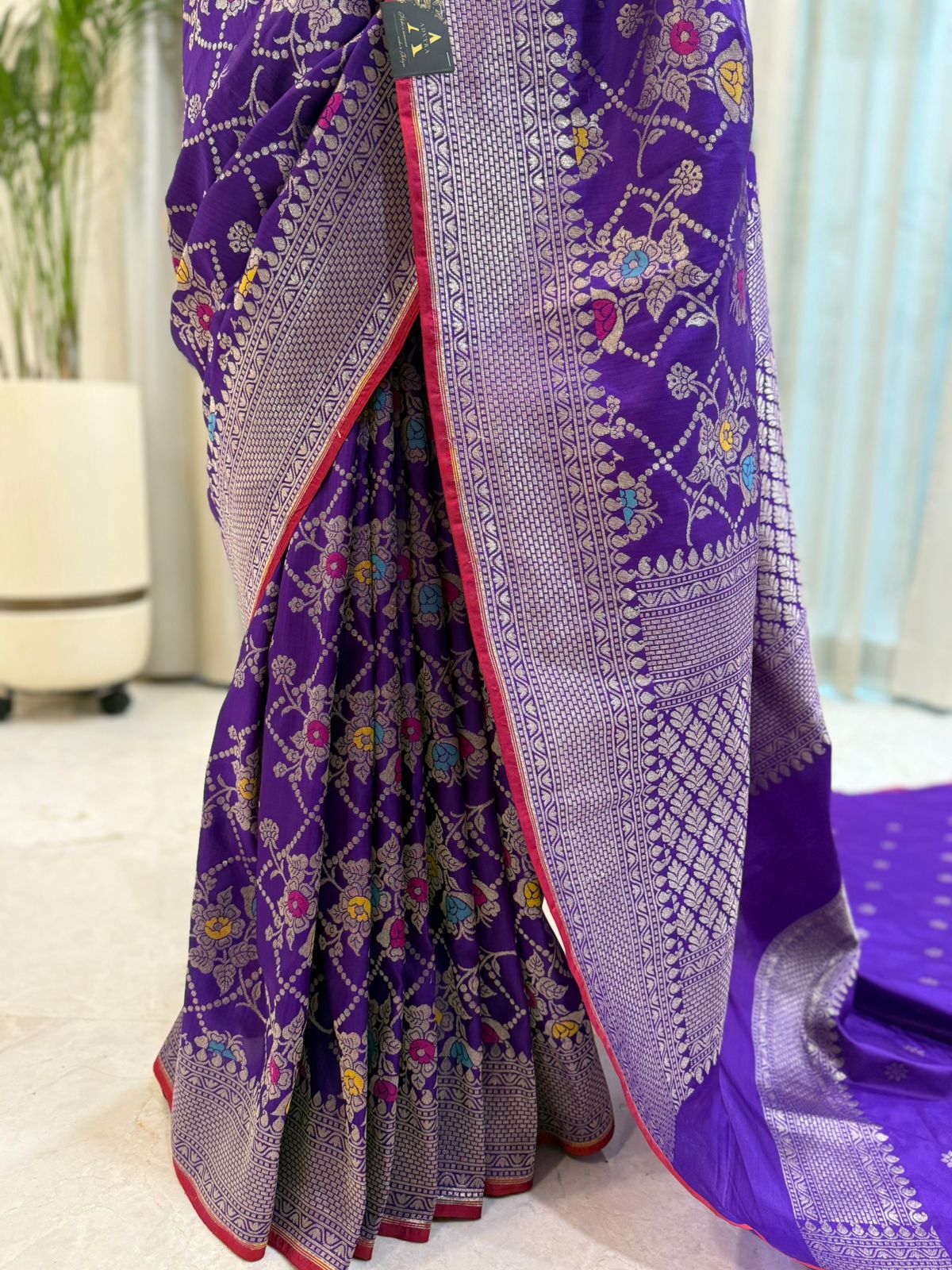 Purple Katan Silk Banarasi Saree