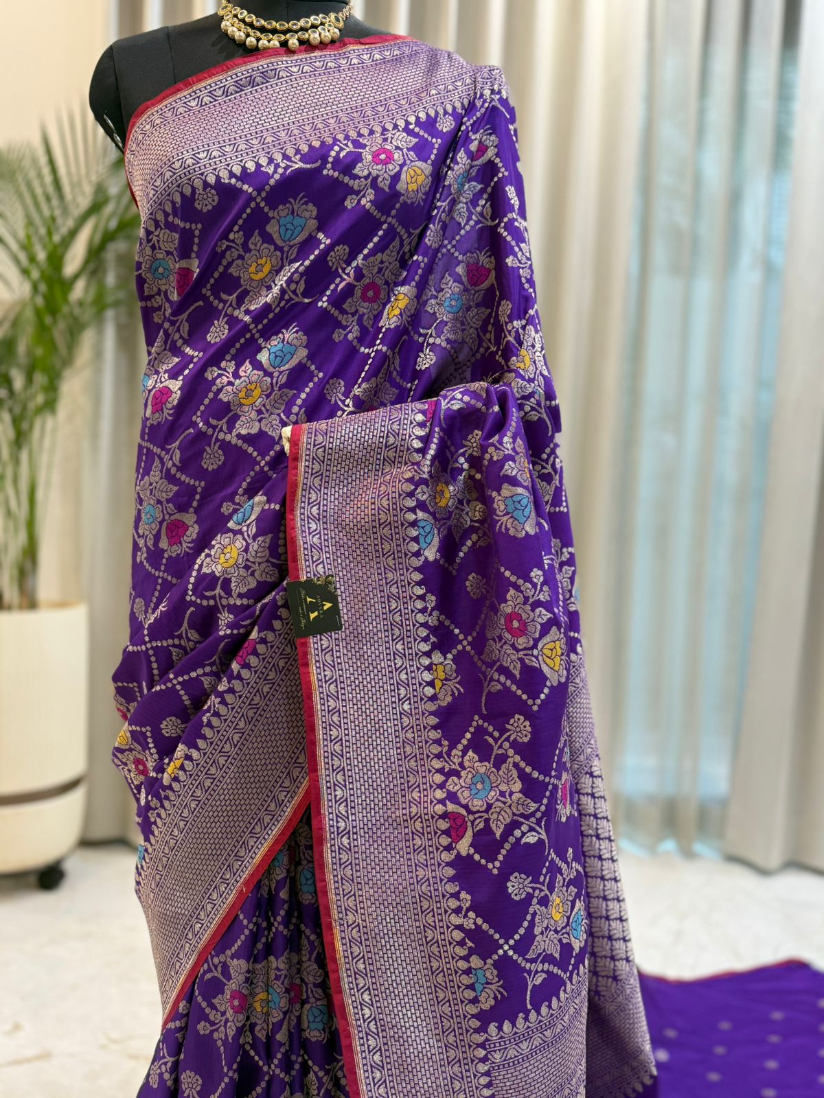 Purple Katan Silk Banarasi Saree