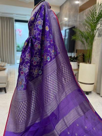 Purple Katan Silk Banarasi Saree