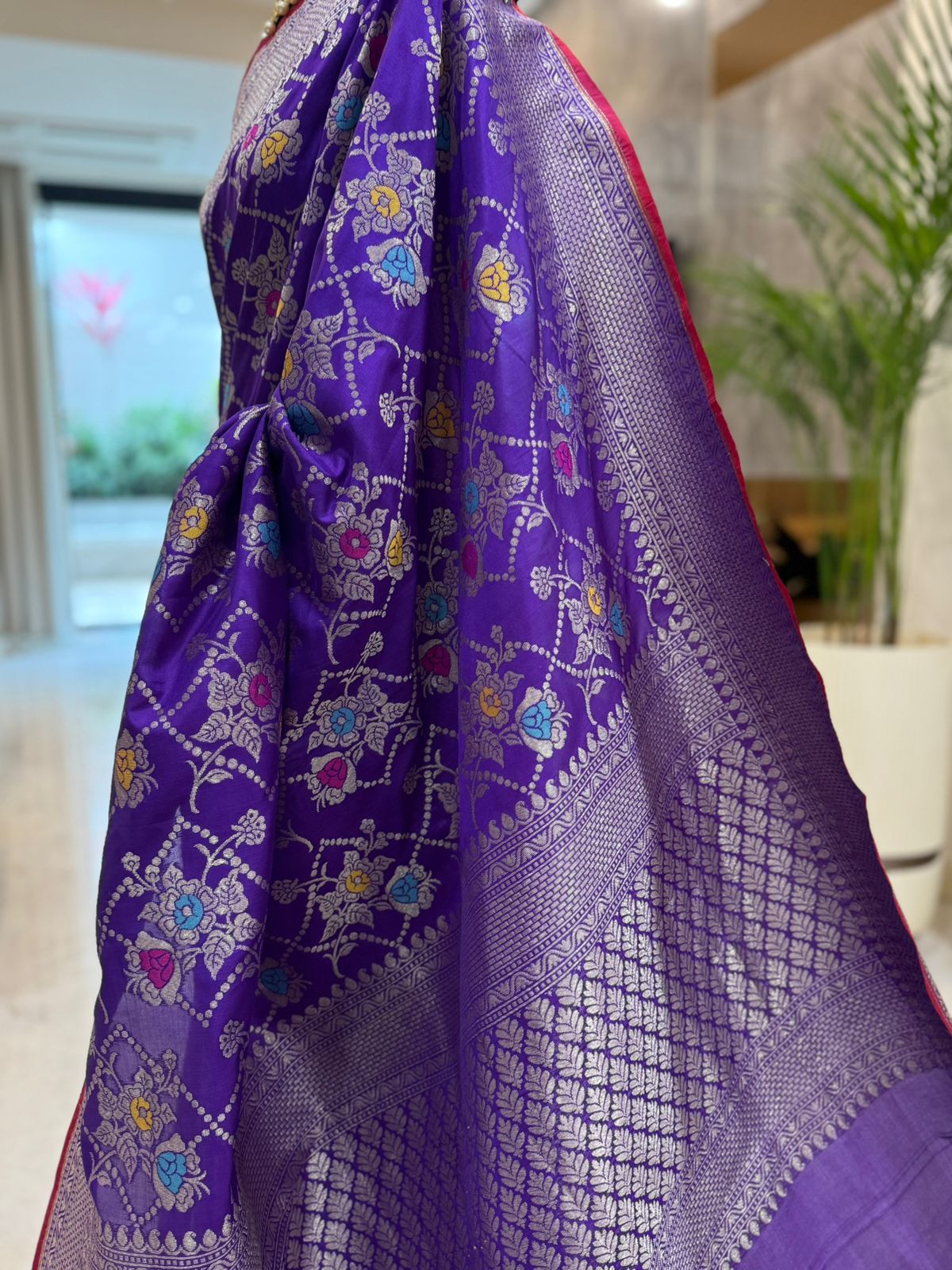 Purple Katan Silk Banarasi Saree