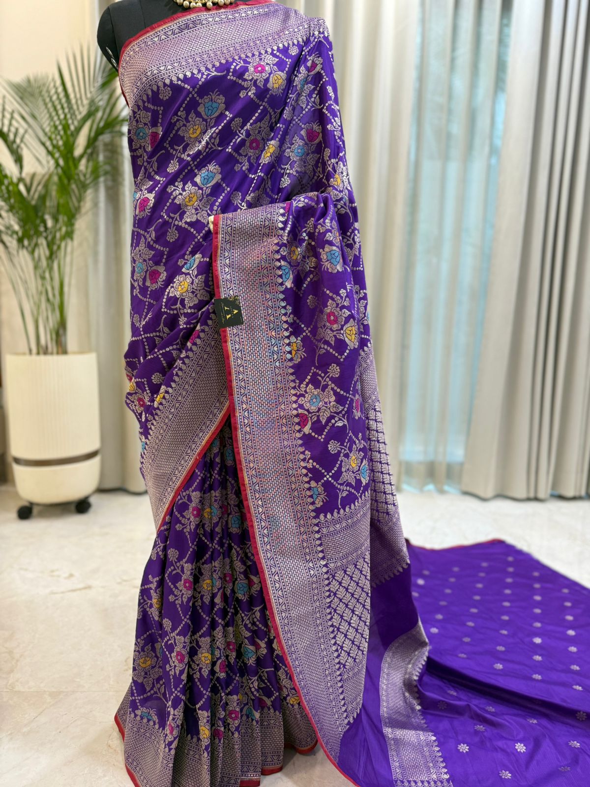 Purple Katan Silk Banarasi Saree