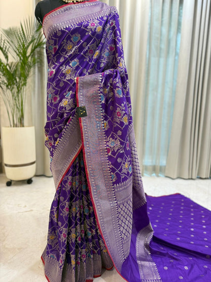 Purple Katan Silk Banarasi Saree