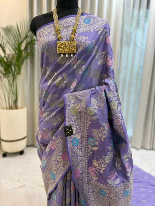 Lavender Katan Silk Banarasi Saree