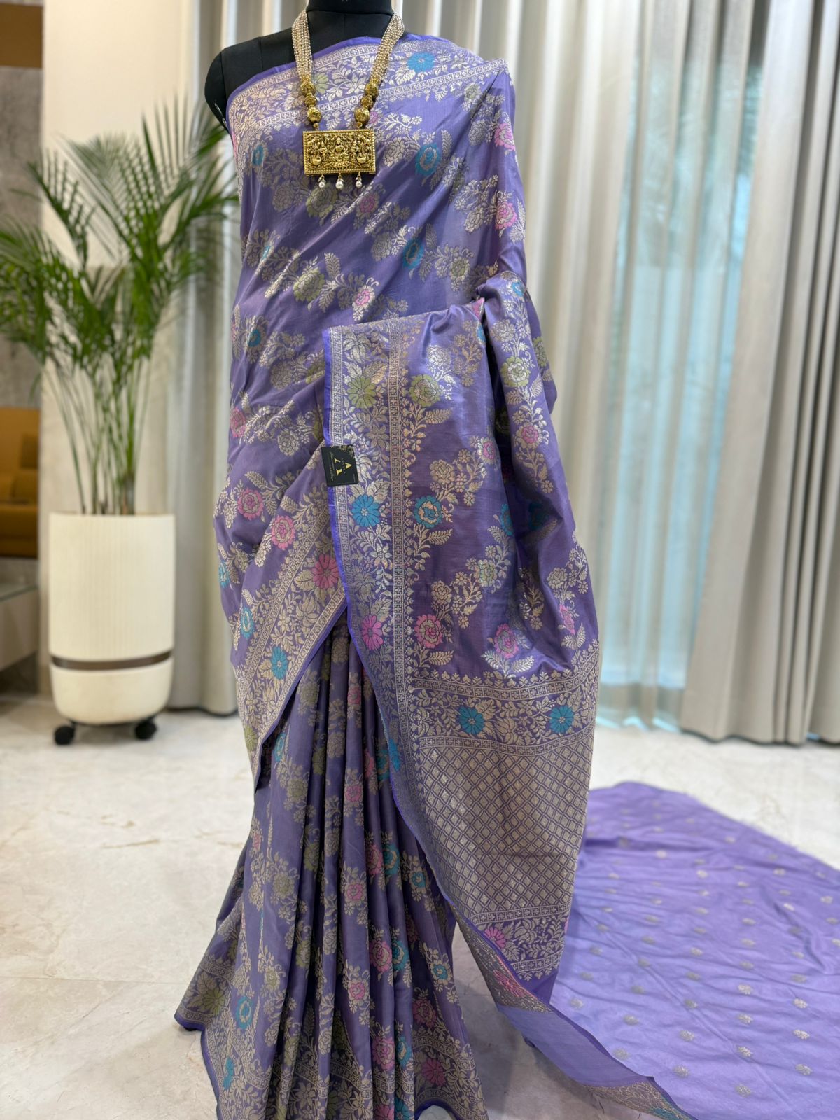 Lavender Katan Silk Banarasi Saree