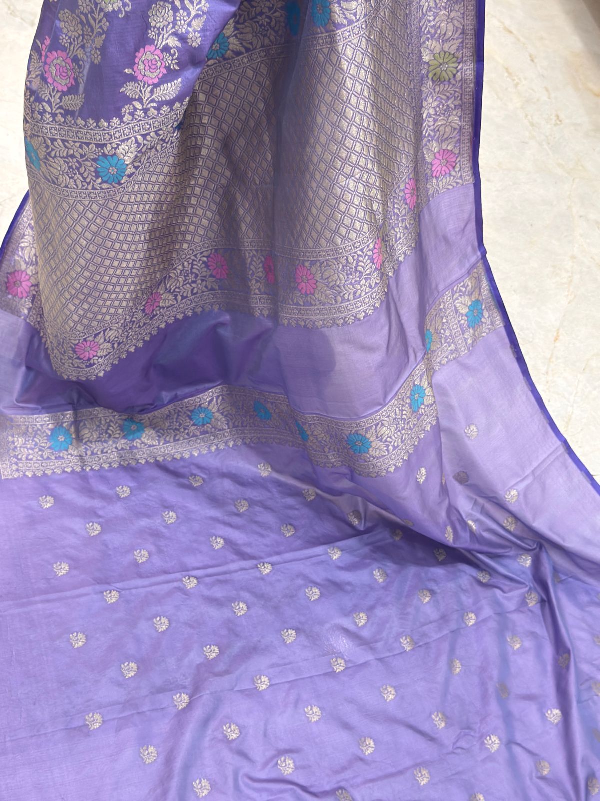 Lavender Katan Silk Banarasi Saree
