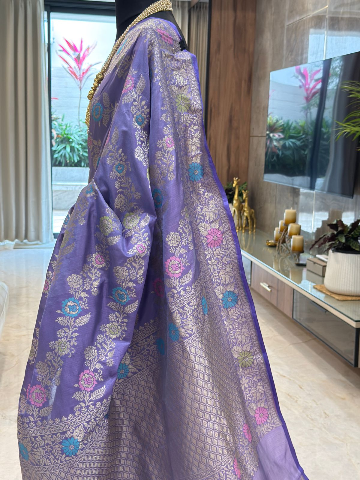 Lavender Katan Silk Banarasi Saree