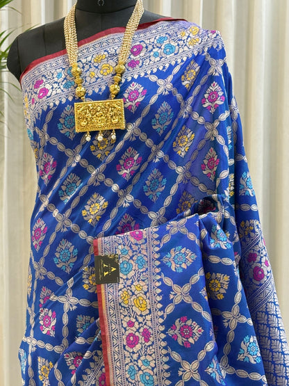 Royal Blue Katan Silk Banarasi Saree