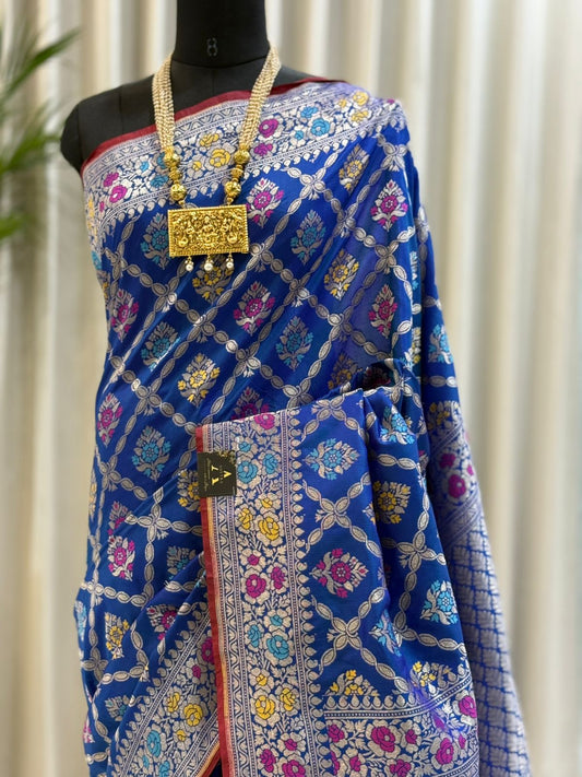 Royal Blue Katan Silk Banarasi Saree