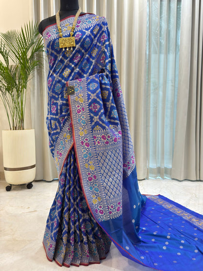 Royal Blue Katan Silk Banarasi Saree