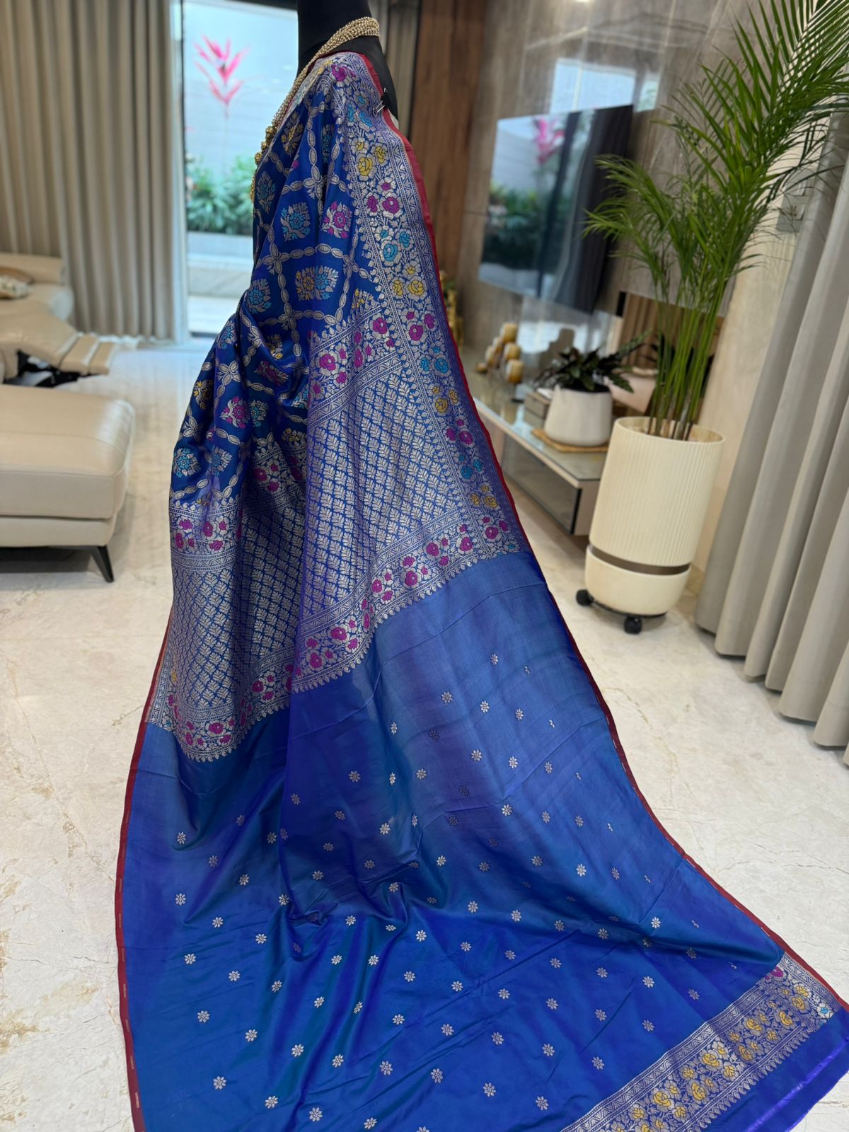 Royal Blue Katan Silk Banarasi Saree
