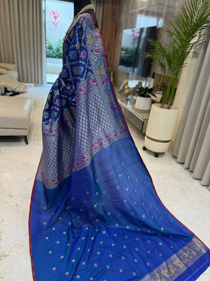 Royal Blue Katan Silk Banarasi Saree