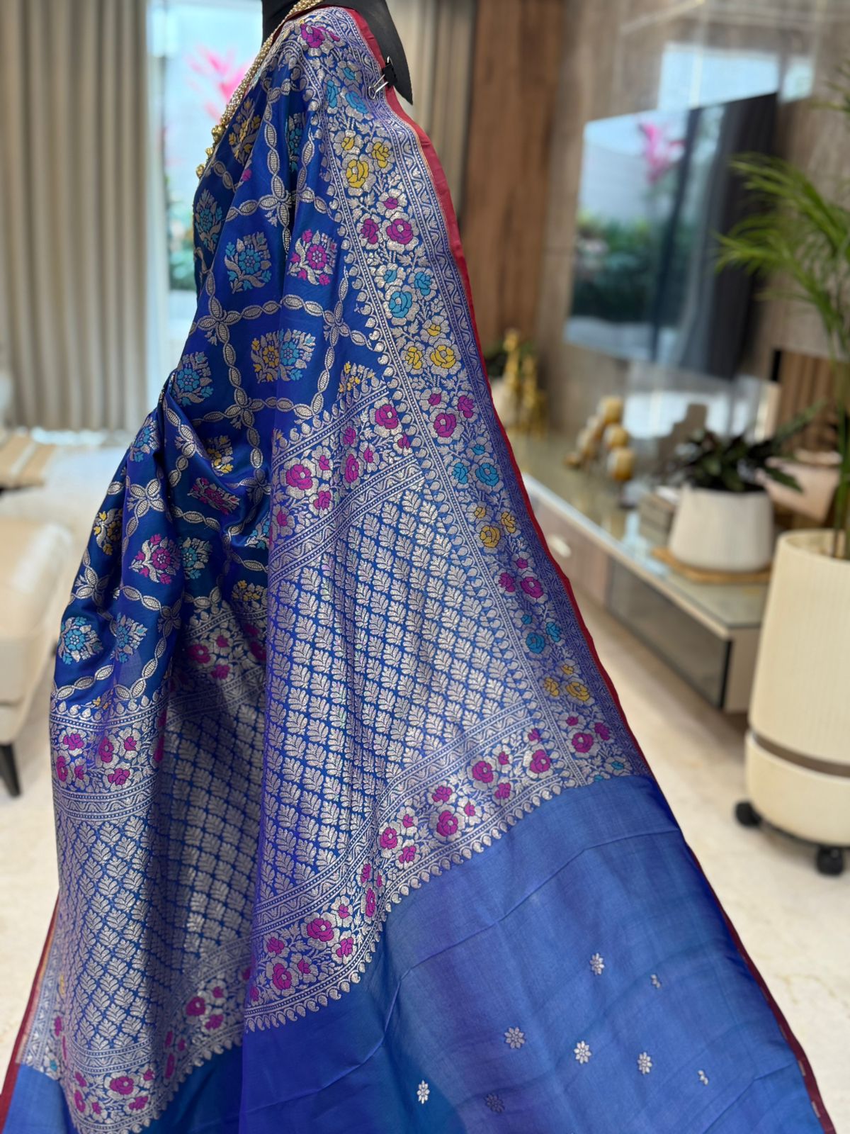 Royal Blue Katan Silk Banarasi Saree