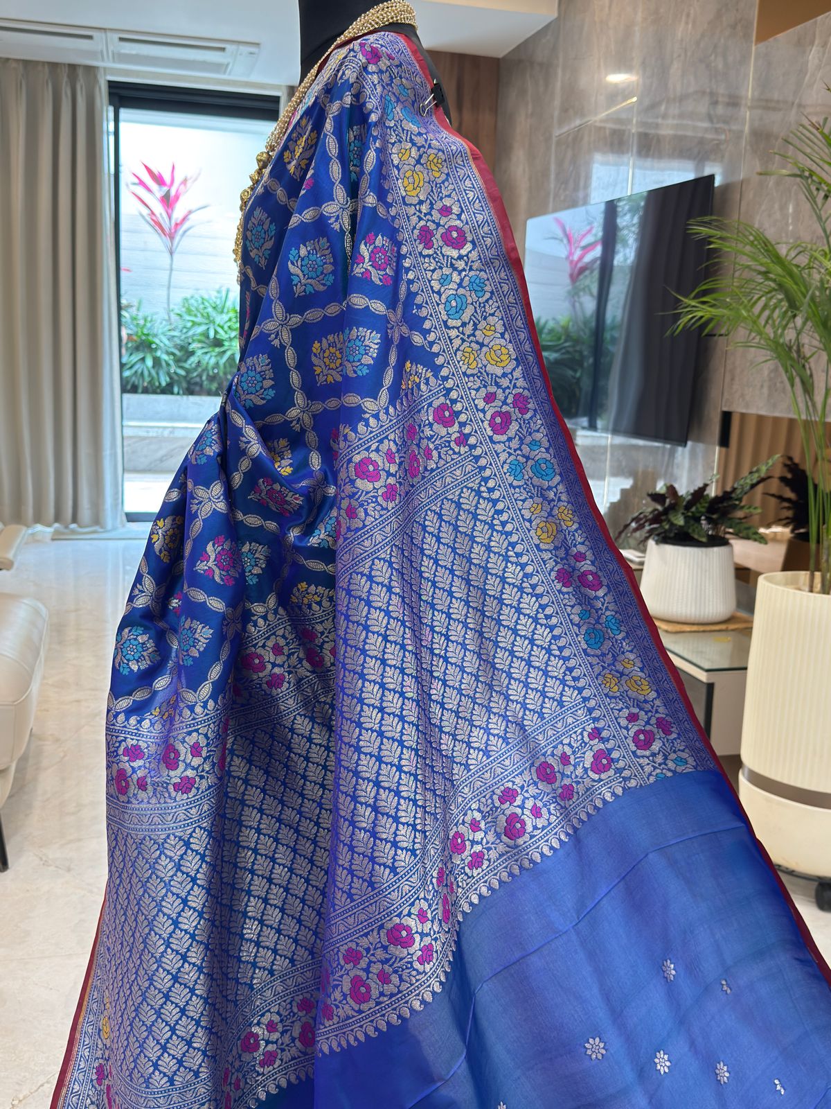Royal Blue Katan Silk Banarasi Saree