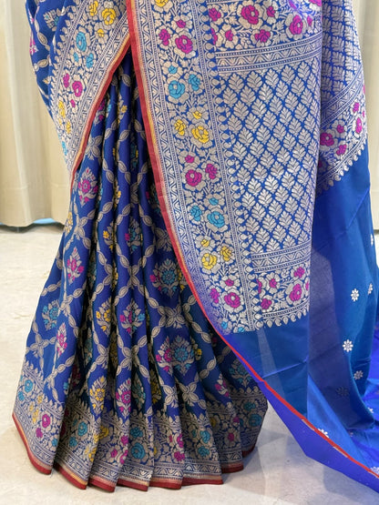 Royal Blue Katan Silk Banarasi Saree