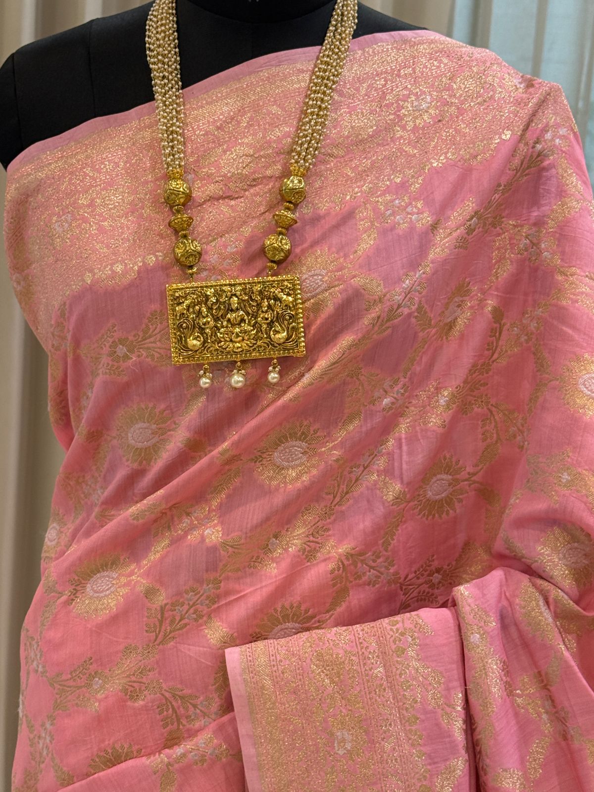 Rose Pink Katan Silk Banarasi Saree