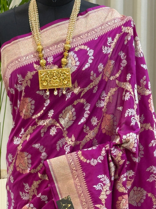 Rani Pink Katan Silk Banarasi Saree