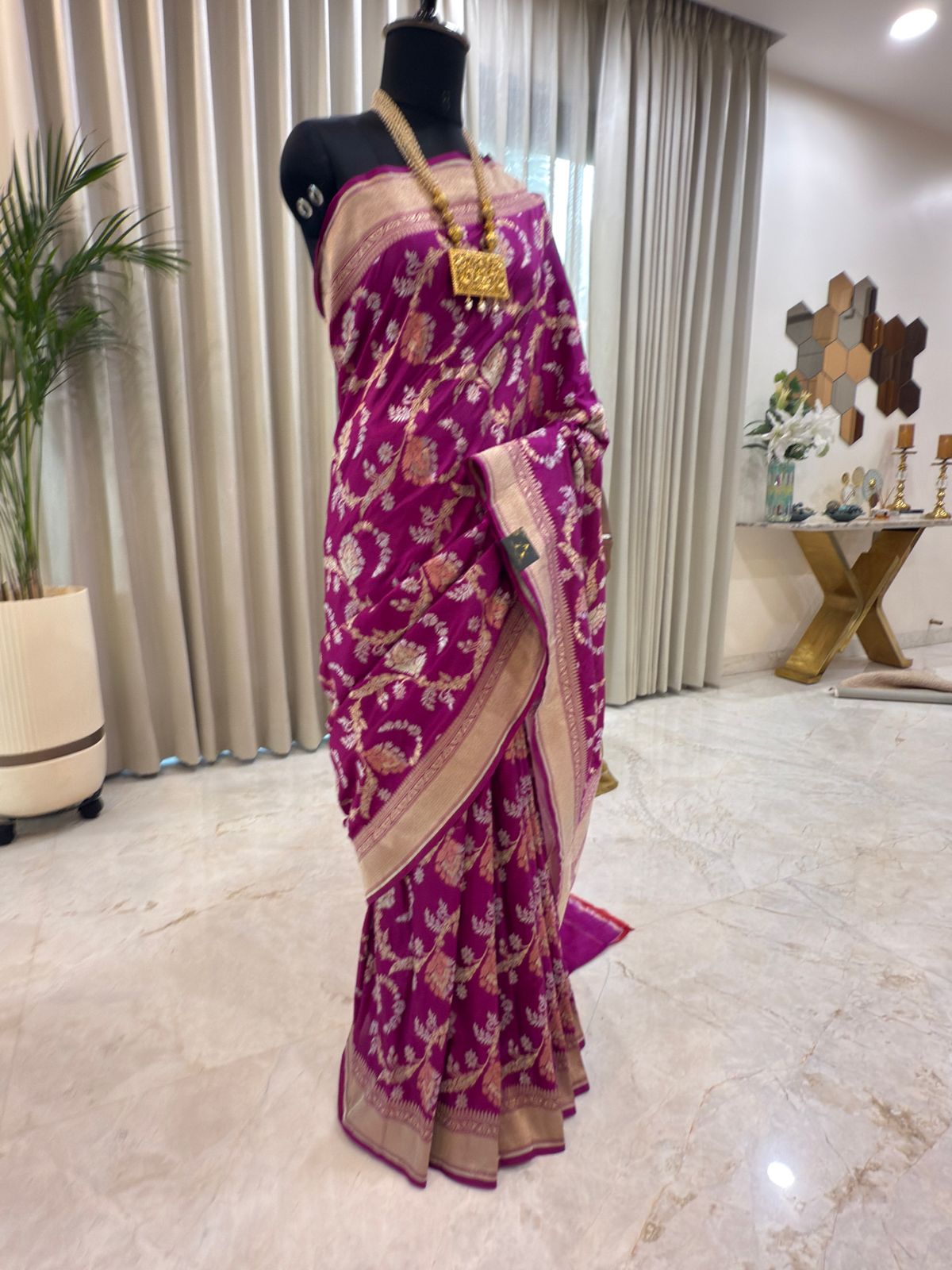 Rani Pink Katan Silk Banarasi Saree