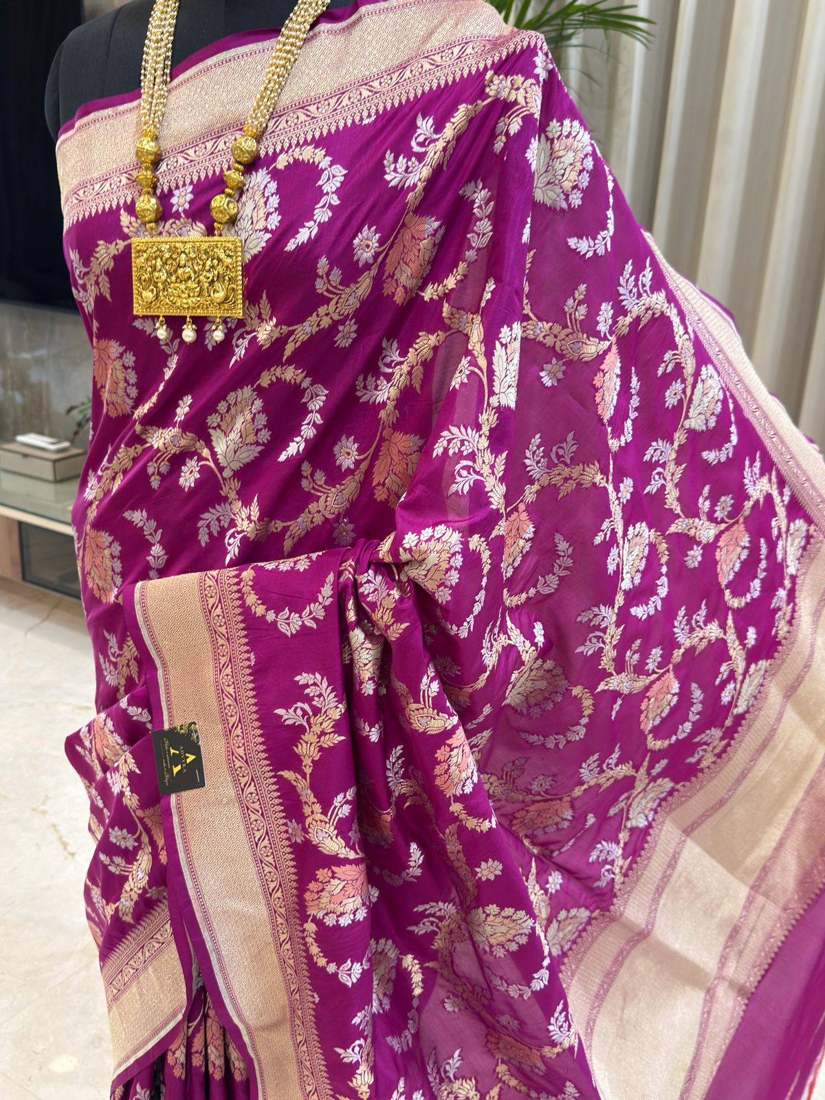 Rani Pink Katan Silk Banarasi Saree