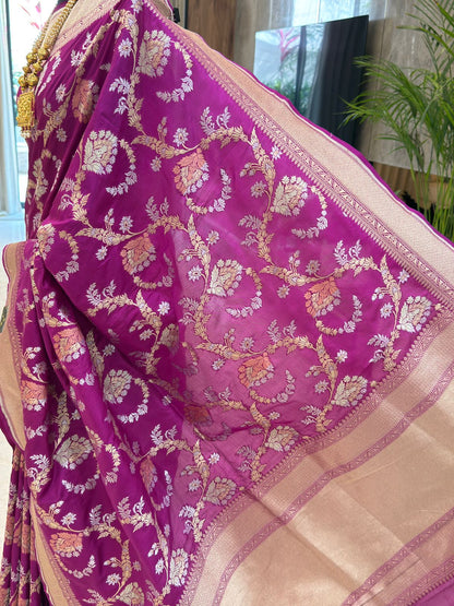 Rani Pink Katan Silk Banarasi Saree