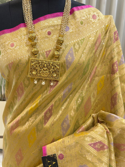 Golden Meenakari Banarasi Saree