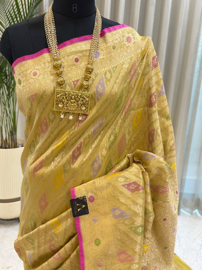 Golden Meenakari Banarasi Saree