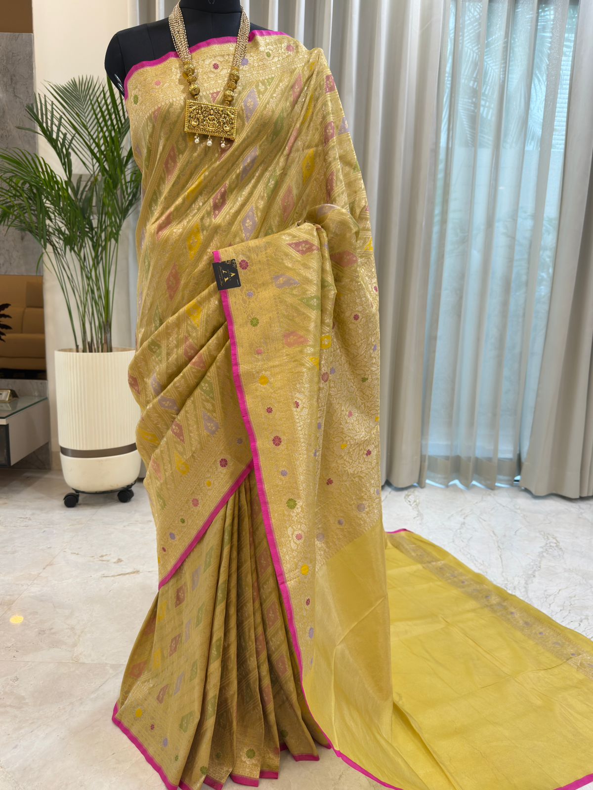 Golden Meenakari Banarasi Saree