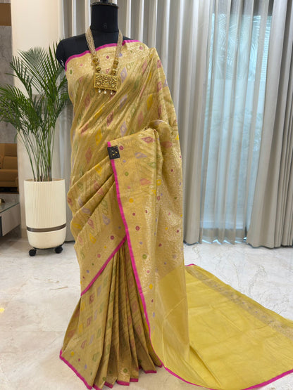 Golden Meenakari Banarasi Saree