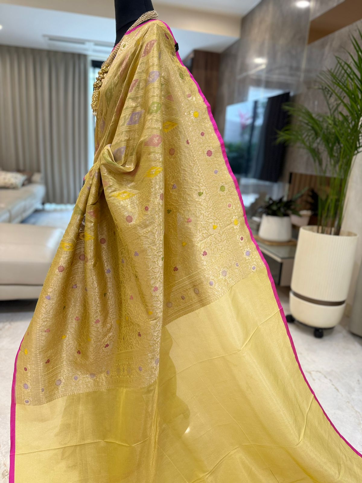 Golden Meenakari Banarasi Saree