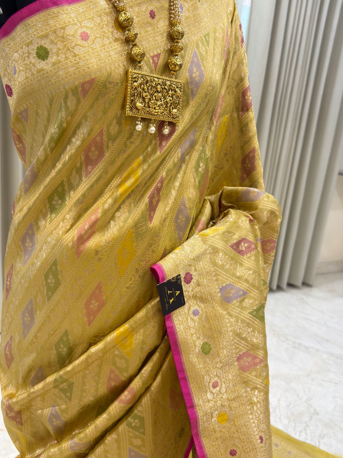 Golden Meenakari Banarasi Saree