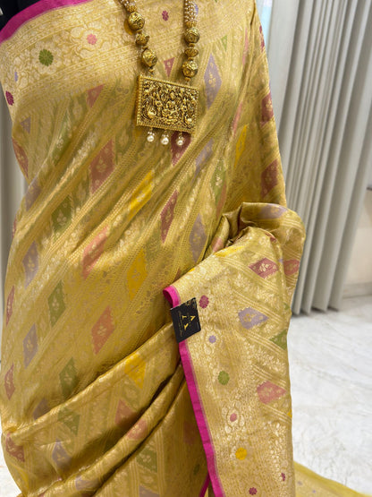 Golden Meenakari Banarasi Saree
