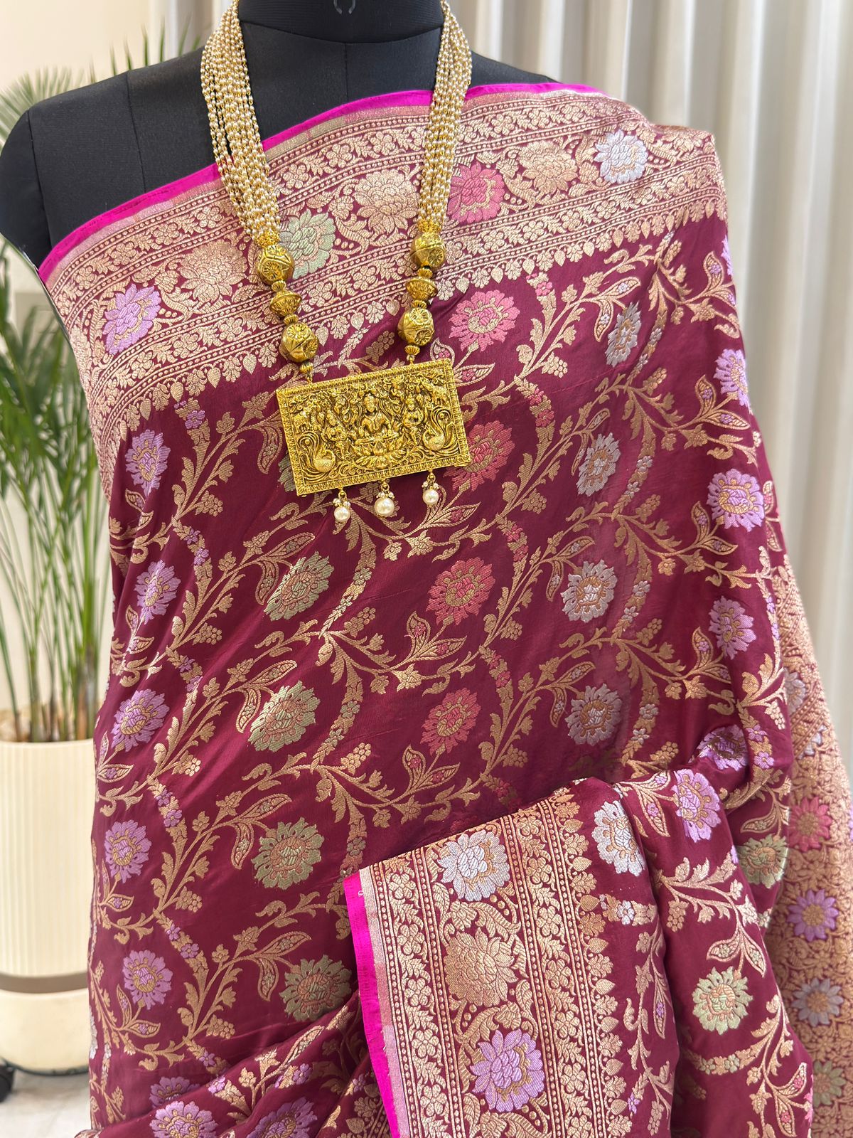 Maroon Katan Silk Banarasi Saree