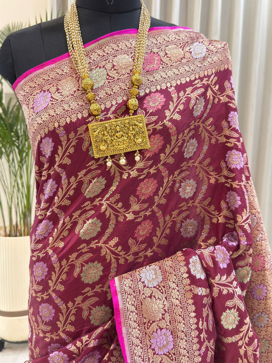 Maroon Katan Silk Banarasi Saree