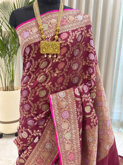 Maroon Katan Silk Banarasi Saree