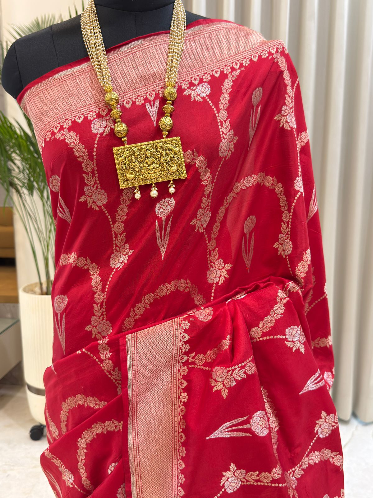 Classic Red Katan Silk Banarasi Saree