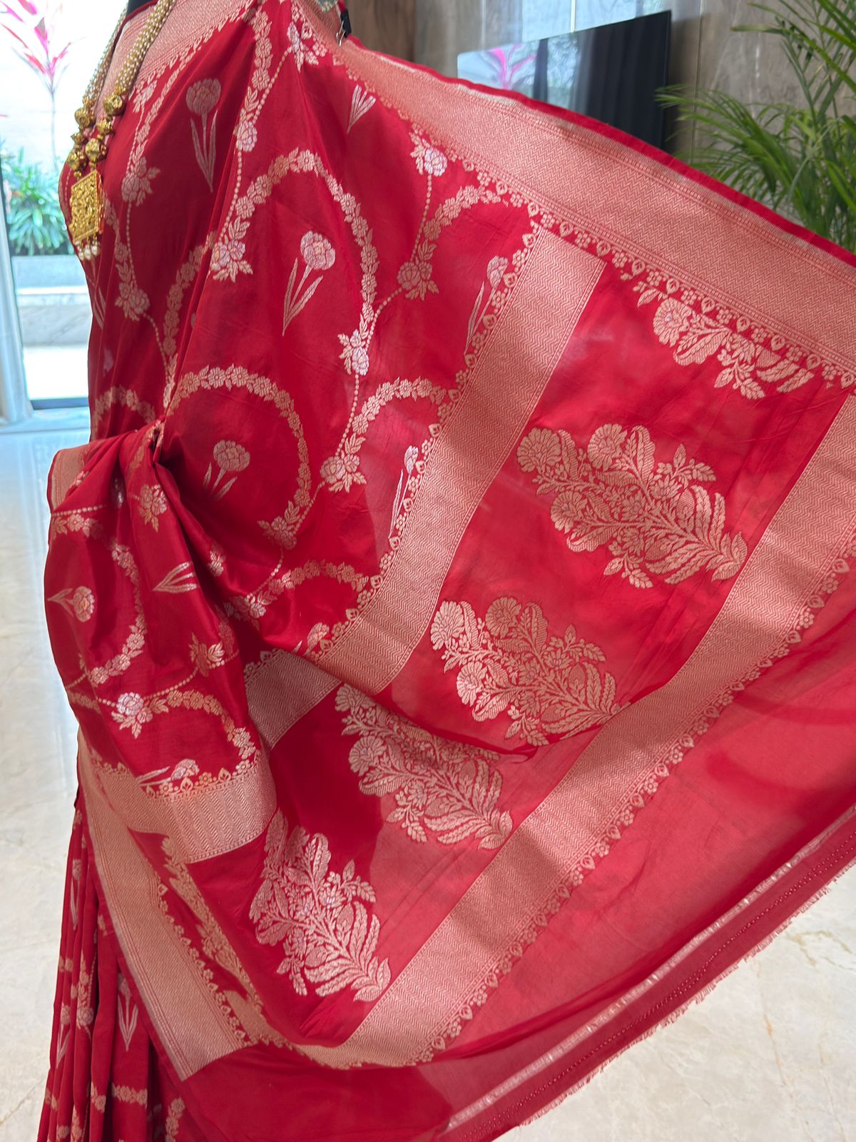 Classic Red Katan Silk Banarasi Saree