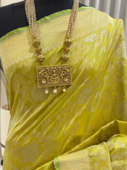Lemon Yellow Katan Silk Banarasi Saree