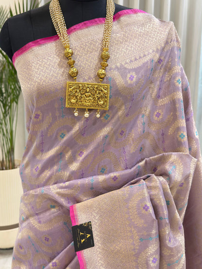 Lilac Katan Silk Banarasi Saree