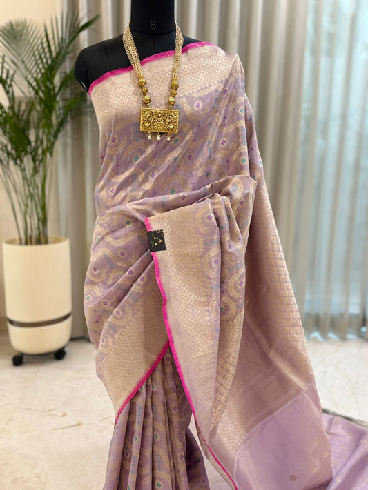 Lilac Katan Silk Banarasi Saree