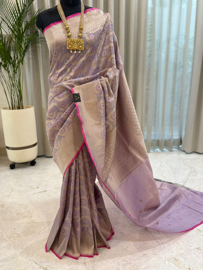 Lilac Katan Silk Banarasi Saree