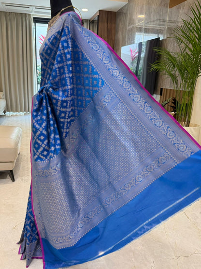 Stunning Blue Katan Silk Saree
