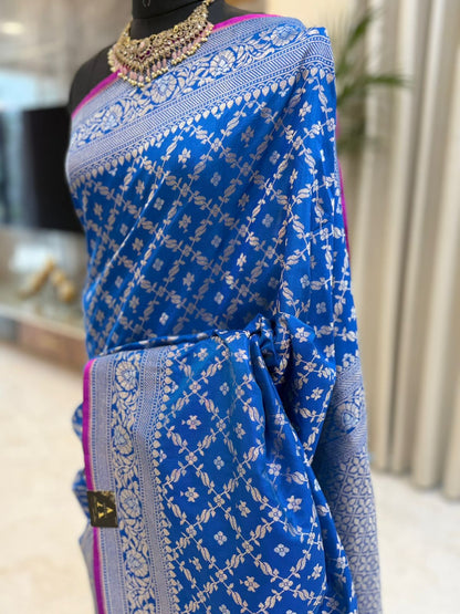 Stunning Blue Katan Silk Saree