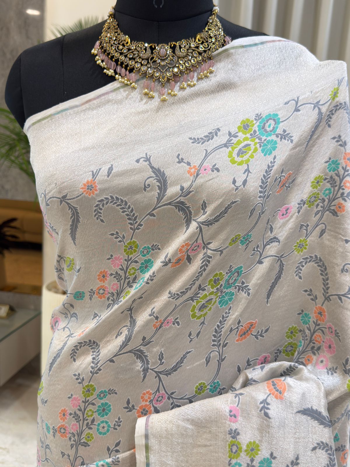 Pristine White and Silver Zari Saree